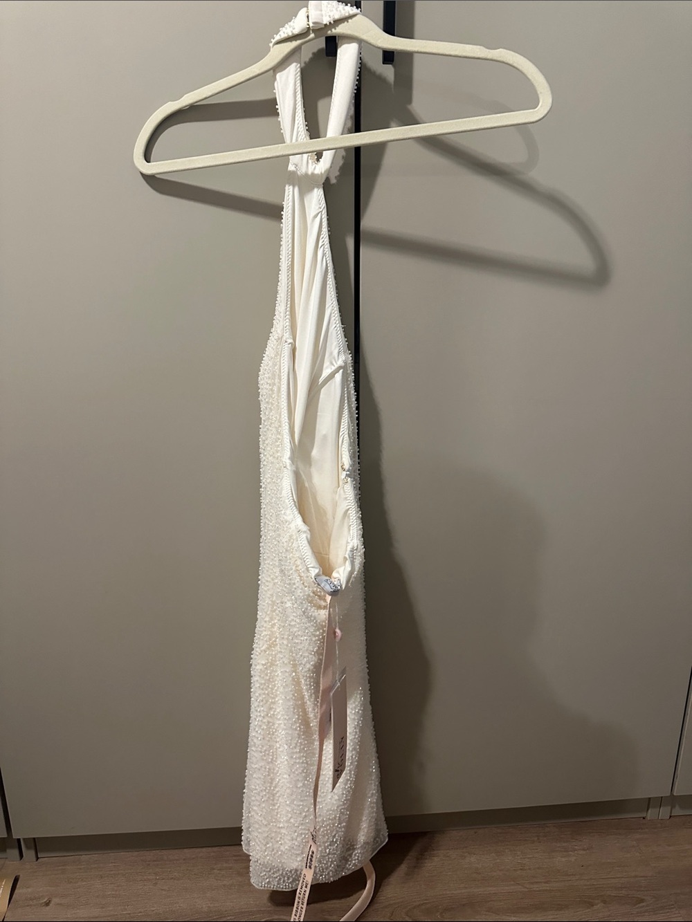 Oh polly Embellished Asymmetric Neck A-Line Mini Dress in White size 6 - Picture 9 of 10